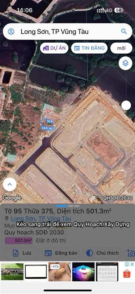 Bán đất ngay khu tđc long sơn, 1500m2 giá 5tr/m2