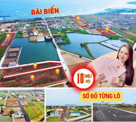 Chỉ 15 tr/m2. dt 100m2. đất nền gần kcn vsip sát biển giao phong. vị trí đẹp cách bãi tắm 100m