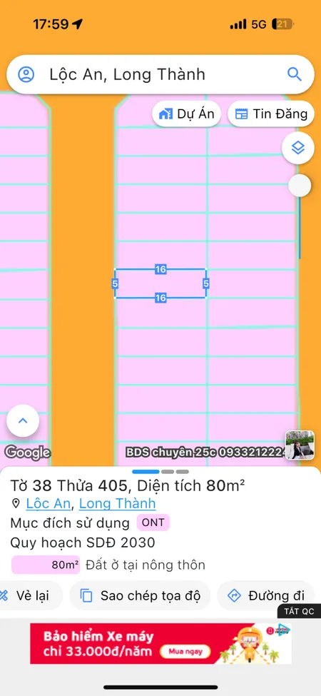 Bán đất 80m² ngang 5m giá 2.55 tỷ Xã Long Thành