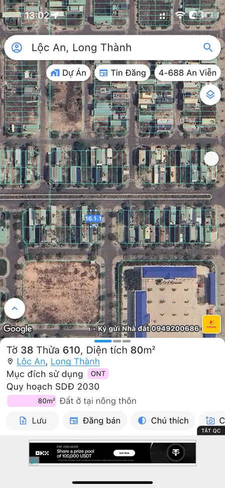 Bán đất 80m² ngang 5m giá 2.8 tỷ Xã Long Thành