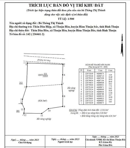Bán đất 1130m² ngang 28m giá 1.1 tỷ Xã Hàm Thuận Bắc