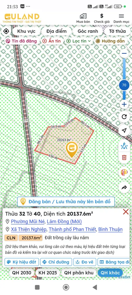 Bán đất 20133m² ngang 100m giá 5.7 tỷ Phường Mũi Né