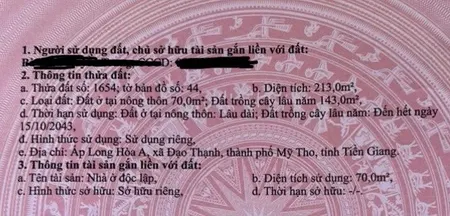BÁN NHÀ MỚI ẤP LONG HOÀ A, PHƯỜNG ĐẠO THẠNH, TP. MỸ THO (ĐỒNG THÁP MỚI), 5x42,6, hướng Nam, giá 1.85 tỉ đồng