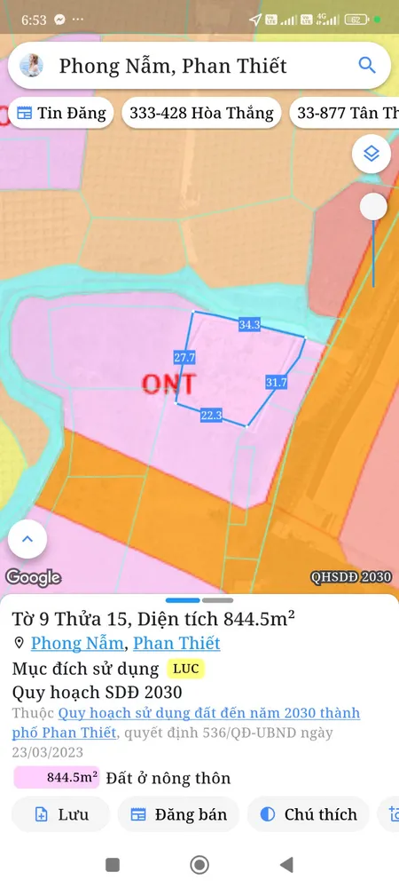 Bán đất 800m² ngang 30m giá 2.2 tỷ Phường Bình Thuận