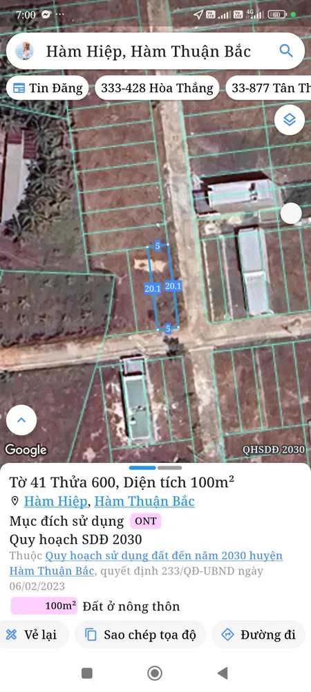 Bán đất 100m² ngang 5m giá 555 triệu Phường Bình Thuận