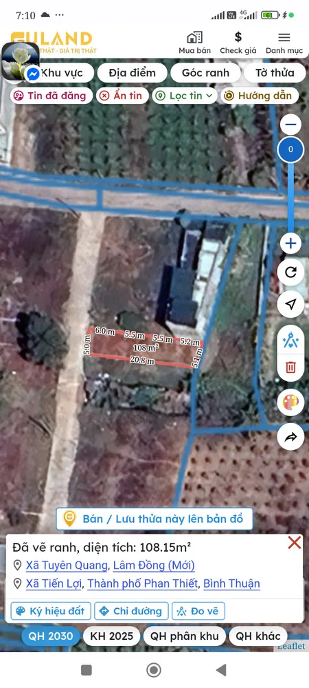 Bán đất 107,4m² ngang 5m giá 750 triệu Xã Tuyên Quang