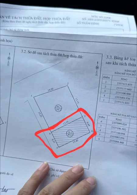 Bán đất 89m² ngang 6.57m Xã Thiên Lộc