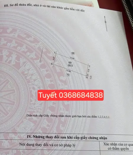 Bán đất 59m² ngang 4.6m giá 7.61 tỷ Xã Thư Lâm