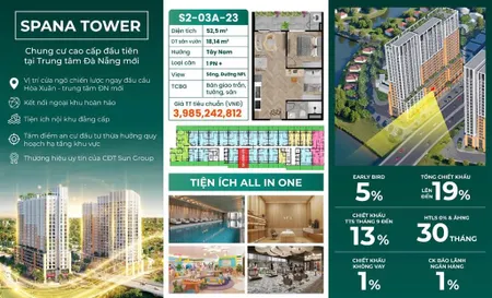 Có 1 không 2 căn hộ sân vườn view sông + nguyễn phước lan chỉ 3,98 tỷ spana tower