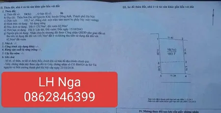 Bán đất 183,7m² ngang 11,34m giá 12.68 tỷ Xã Phúc Thịnh