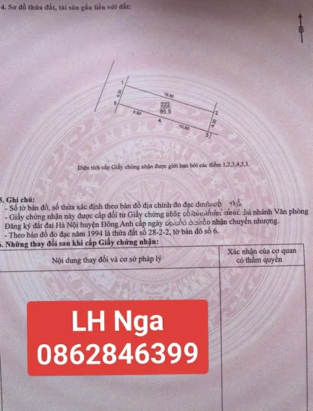 Bán đất 85,5m² ngang 4.30m giá 7.7 tỷ Xã Đông Anh