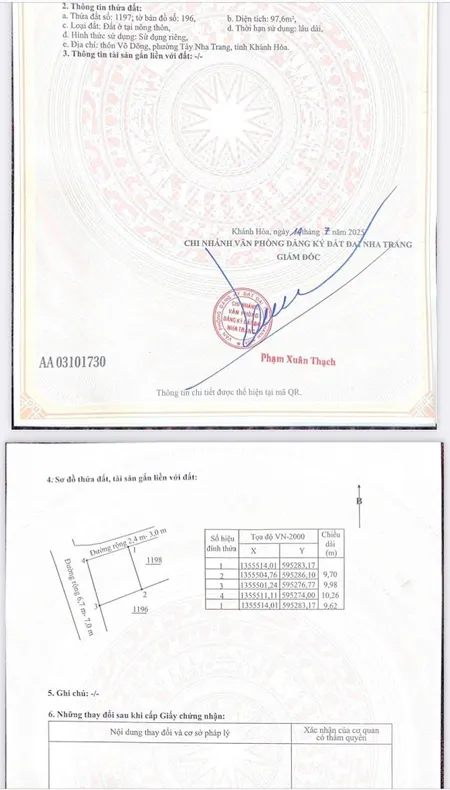 Bán đất 97.6m² giá 2.85 tỷ Phường Tây Nha Trang