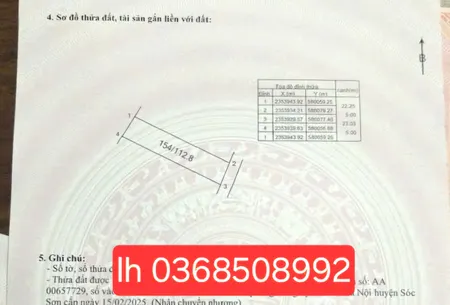 Bán đất 112,8m² ngang 5m giá 2.36 tỷ Xã Kim Anh