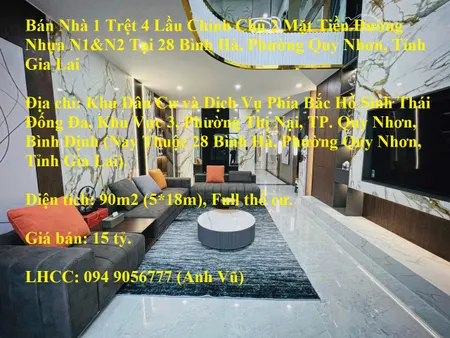 Bán Nhà 1 Trệt 4 Lầu Chính Chủ 2 Mặt Tiền Đường Nhựa N1&N2 Tại 28 Bình Hà, P. Quy Nhơn, Gia Lai