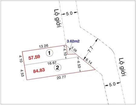 Bán đất hẻm 105 vườn lài, đối diện ngân hàng sacombank 4.3 tỷ, diện tích 57.6m2