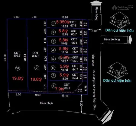 Bán 10lô fo, hẻm đường đình phong phú, p. tnp, q9 giá từ 5.8tỷ, 19.6tỷ / 1lô dt 73, 80, 32m2 shr