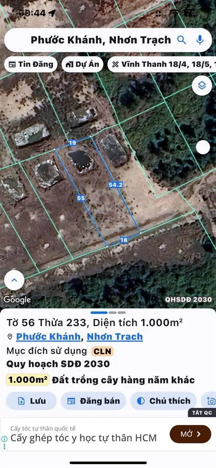 Bán đất phước khánh, nhơn trạch. vị trí đẹp, đất rộng, đường ô tô tự mở, hợp đầu tư, kd, cơ hội tốt