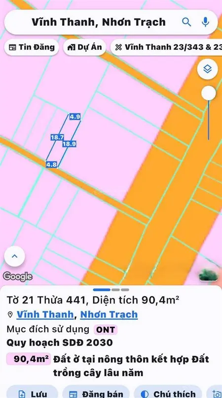 Bán đất tại đường 25c, vĩnh thanh, nhơn trạch, đn. sổ đỏ đầy đủ, full thổ cư, khu vực phát triển