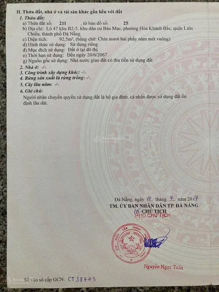 Bán đất bàu mạc 20 liên chiểu đà nẵng