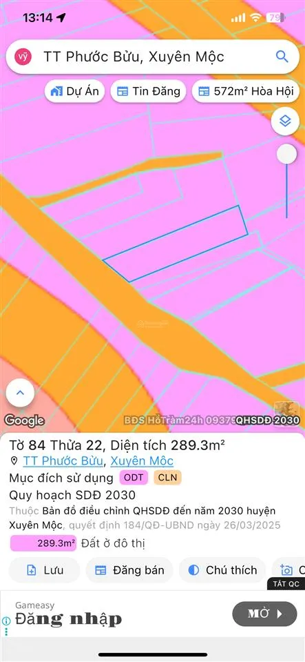 Bán lô đất thị trấn phước bửu hcm 8*34m có 60 thổ, sổ hồng, giá 2,5 tỷ. 0943 138 *** khánh vỹ