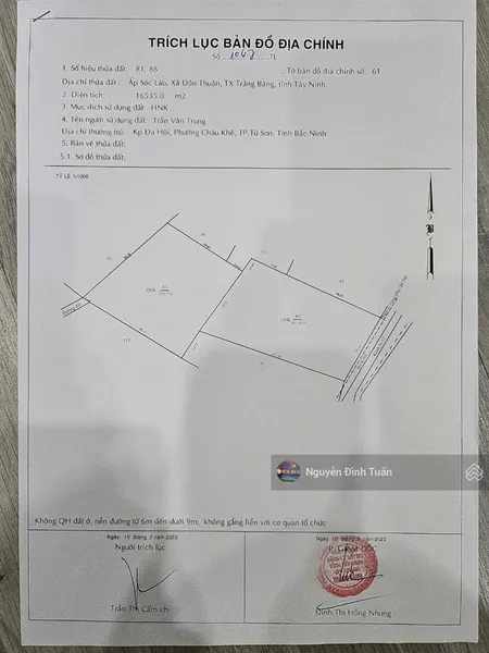 Gần kcn phước đông 114*240m có 400m2 ont chỉ 6,8 tỷ tl