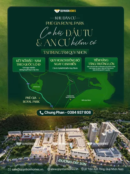 Chỉ với 1.2 tỷ sở hữu ngay Biệt thự liền kề Phú Gia Royal Park - Giữa lòng TP biển Quy Nhơn.