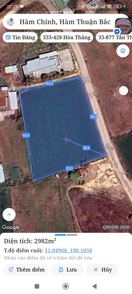 Bán đất 2924,9m² ngang 55m giá 1.5 tỷ Xã Hàm Liêm