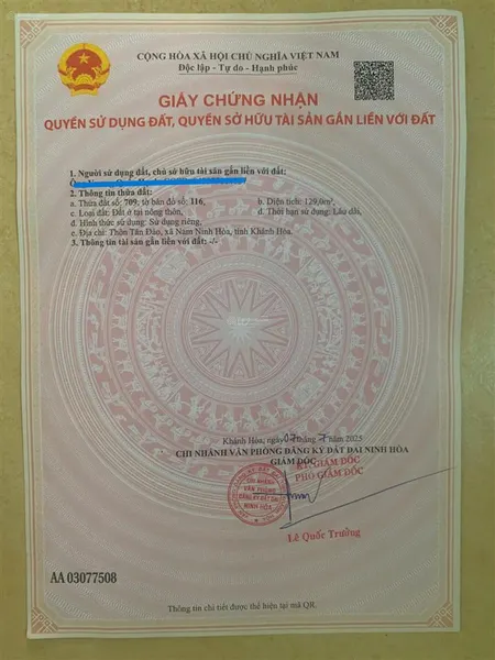 Bán đất ở ninh ích, 1,8 tỷ, 129 m2, sổ đỏ đầy đủ, mặt tiền 6.6m