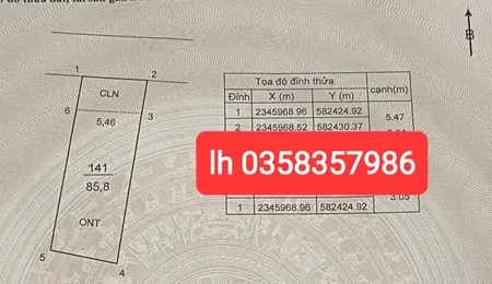 Bán đất 85.8m² ngang 5.47m giá 2.55 tỷ Xã Nội Bài
