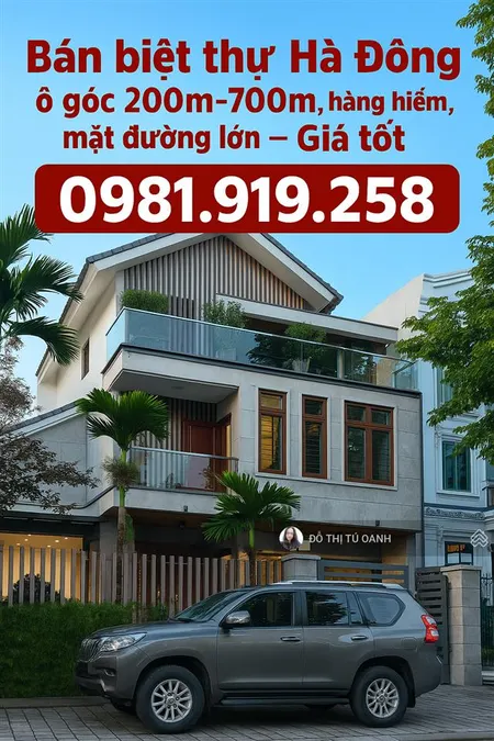 Bán biệt thự văn phú 200m2, 700m2, bán liền kề văn phú 90m2, 158m2, ô góc, đường lớn, đắc địa