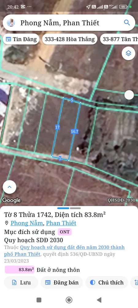 Bán đất 82,8m² ngang 5m giá 680 triệu Phường Bình Thuận