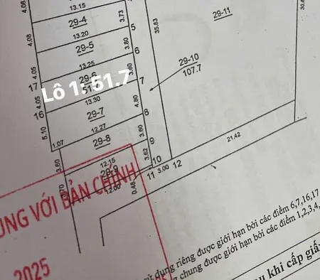 Bán đất 51.7m² ngang 3.60m Xã Thiên Lộc