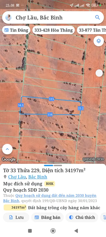 Bán đất 3419,7m² giá 410 triệu Xã Bắc Bình