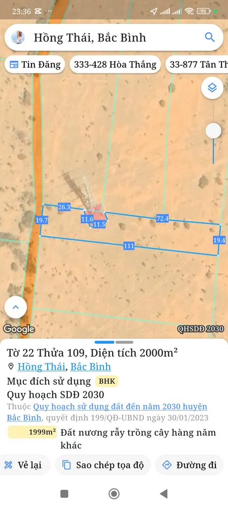 Bán đất 2000m² ngang 20m giá 200 triệu Xã Hồng Thái