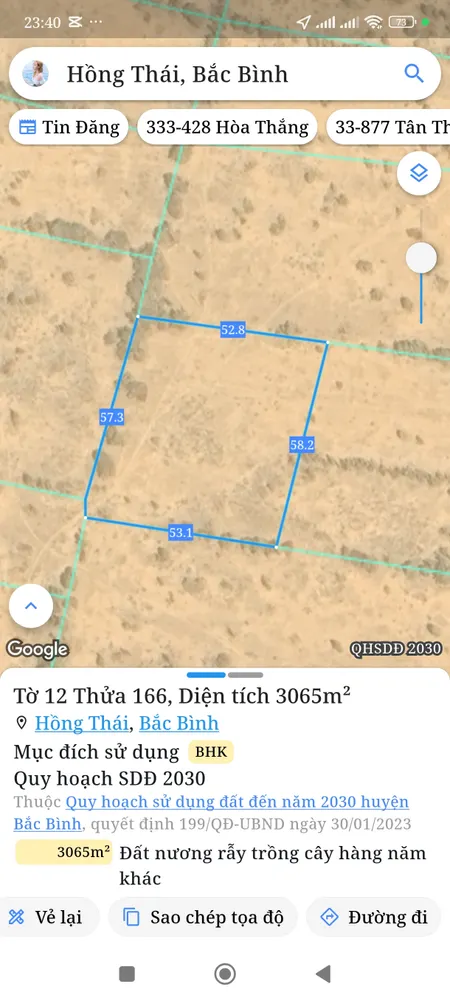 Bán đất 3064,7m² giá 610 triệu Xã Hồng Thái