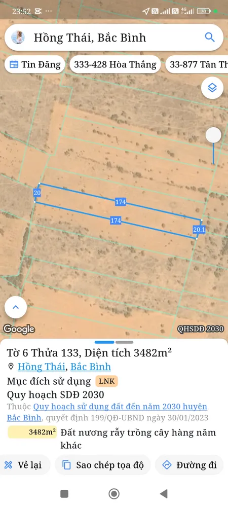 Bán đất 3481m² giá 520 triệu Xã Hồng Thái