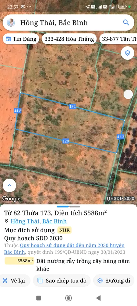 Bán đất 5587,8m² ngang 41m giá 560 triệu Xã Hồng Thái
