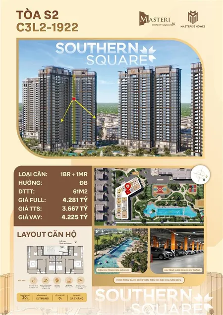 Căn hộ hàng hiệu hướng đông nam giá sapphire 54,5tr/m2 tốt nhất tại masteri trinityocean park 2