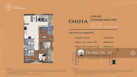 Căn góc 3pn view biển đẹp nhất vũng tàu centre point, 103.6m², giá 5.2 tỷ, vay 50% mb bank