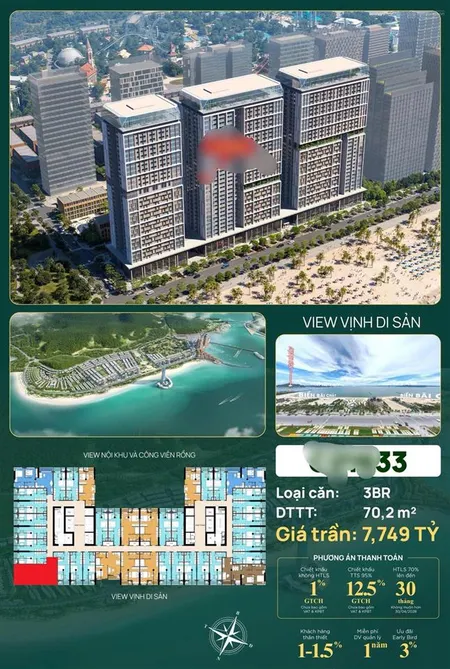 Bán căn sun 3pn view 100% vịnh hạ long, full nt 5* chỉ việc kinh doanh