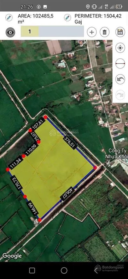 Bán đất 10,3ha (103.000m²) 2 mặt tiền, bàu trai hạ, xã tân phú, đức hòa, long an, giáp hcm, 270 tỷ