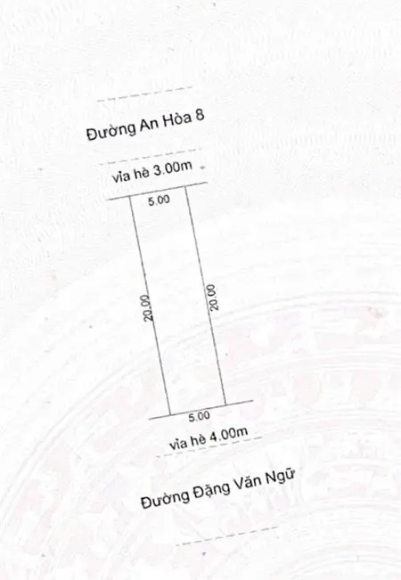 Bán lô đất 2mt trước sau đường đặng văn ngữ và an hòa 8. 100m2 view công viên, sát chợ cẩm lệ