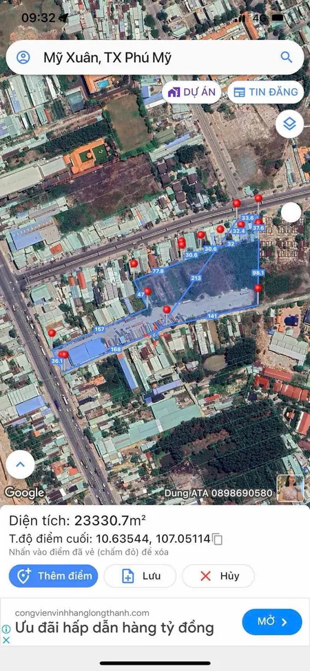 Bán đất 23000m² ngang 300m giá 25 tỷ Phường Phú Mỹ