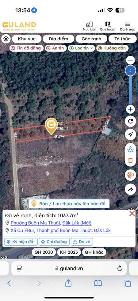 Bán đất 1037.7m² giá 2.8 tỷ Phường Buôn Ma Thuột