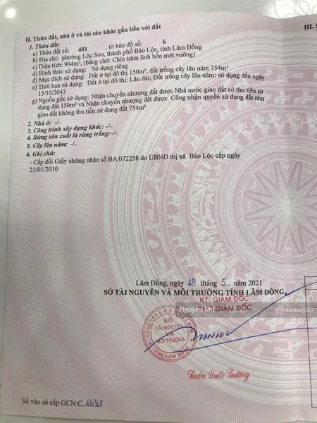 Bán đất lam sơn lộc sơn tp bảo lộc lâm đồng. 0984 585 ***