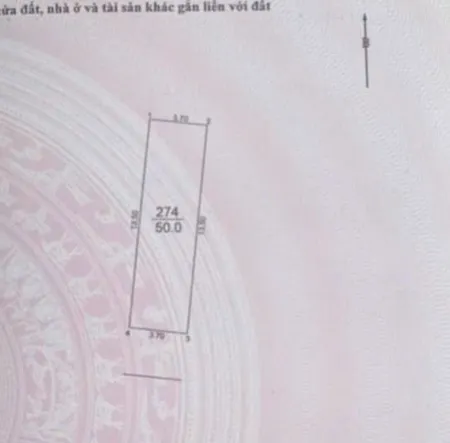 Bán đất 50m² ngang 3.70m Xã Vĩnh Thanh