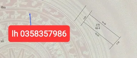 Bán đất 68.8m² ngang 4.20m giá 1.8 tỷ Xã Kim Anh