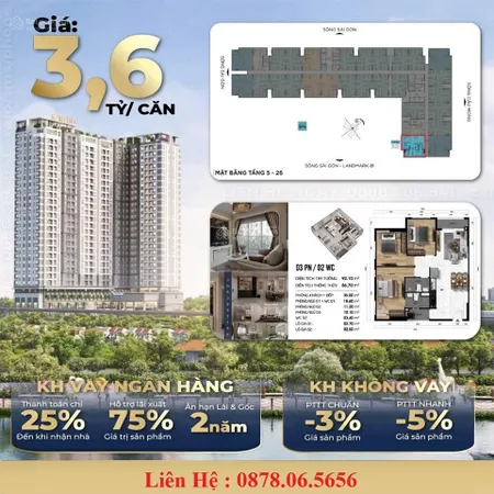 Siêu phẩm căn góc 3pn tại symlife căn hộ 4 mặt view sông, ngay quốc lộ 13 rộng 60m với 10 làn xe.