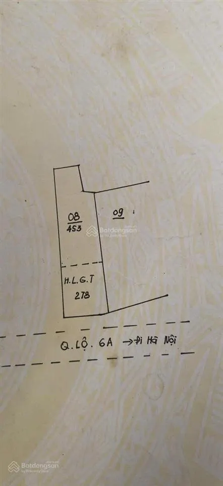 Chính chủ bán đất hòa bình giá rẻ, dt 453m2, 400m2 thổ cư, 15m mặt tiền quốc lộ 6