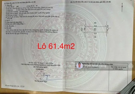 Lô nhỏ 61.4m2 mặt tiền 3.95m đất dịch vụ lại yên giá chỉ 8.65 tỷ. dãy đẹp ngay gần đường 40m. sđcc